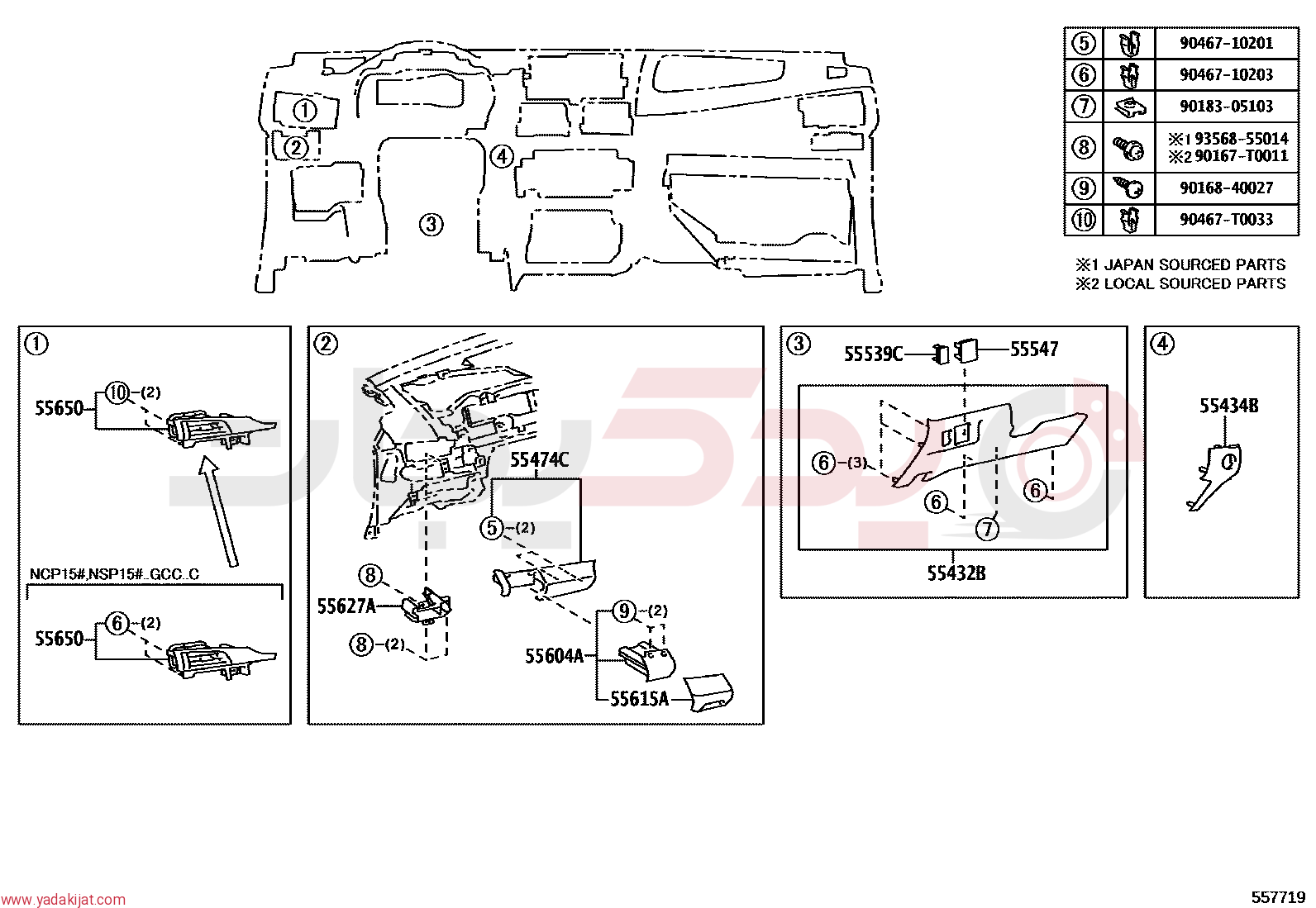 REGISTER ASSY, INSTRUMENT PANEL, NO.1 | 556500D280